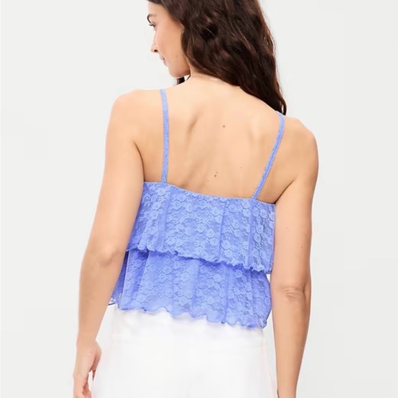 Old Navy Women's Light Blue Lace Tank Top - Picture 2 of 7